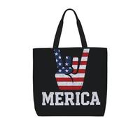 DIEzig American Flag Gestures 1-Pack Economical 15.7"X19.6" Tote Bags, Lightweight Largereusable Grocery Shopping Cloth Bags