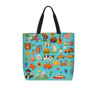 DIEzig American Icons And Symbols 1-Pack Economical 15.7"X19.6" Tote Bags, Lightweight Largereusable Grocery Shopping Cloth Bags