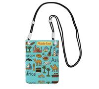 DIEzig Asia Europe Africa Printing Crossbody Phone Case For Adult Wallet Crossbody Shoulder Bag With Detachable Shoulder Strap