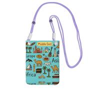 DIEzig Asia Europe Africa Printing Crossbody Phone Case For Adult Wallet Crossbody Shoulder Bag With Detachable Shoulder Strap