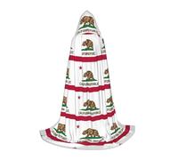 DIEzig California State Flag Stage Performance Hooded Cape For Teenagers Gothic Fantasy Medieval Cosplay Costume Long Cape