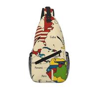 DIEzig Colorful Map Of Americas Coun Printing Cross Chest Bag Diagonally Sling Bag For Men Women Crossbody Shoulder Bag Travel Hiking Daypack