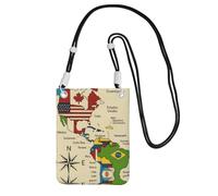 DIEzig Colorful Map Of Americas Coun Printing Crossbody Phone Case For Adult Wallet Crossbody Shoulder Bag With Detachable Shoulder Strap