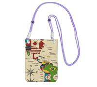DIEzig Colorful Map Of Americas Coun Printing Crossbody Phone Case For Adult Wallet Crossbody Shoulder Bag With Detachable Shoulder Strap