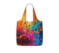 DIEzig Colorful Music Notes Printed Foldable Tote Bag for Shopping, Reusable Grocery Bag, Lightweight Compact Travel Bag