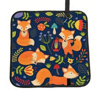 DIEzig Cute Animal Fox Flower Printed Compact Foldable Sitting Pad Oxford Base, Portable Cushion for Fishing Sports Events