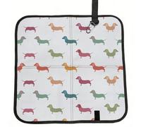 DIEzig Cute Dachshound Dogs Printed Compact Foldable Sitting Pad Oxford Base, Portable Cushion for Fishing Sports Events
