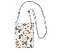 DIEzig Cute Kitten Butterfly Printing Crossbody Phone Case For Adult Wallet Crossbody Shoulder Bag With Detachable Shoulder Strap