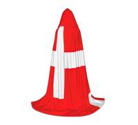 DIEzig Denmark Danish Flag Stage Performance Hooded Cape For Teenagers Gothic Fantasy Medieval Cosplay Costume Long Cape