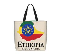 DIEzig Ethiopia Map 1-Pack Economical 15.7"X19.6" Tote Bags, Lightweight Largereusable Grocery Shopping Cloth Bags