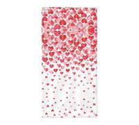 DIEzig Falling Red Hearts Fashion Printed Long Bath Towel For Pool Side Seaside Holiday