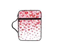 DIEzig Falling Red Hearts Printed Bible Storage Organizer Bag with Multi-Pockets Versatile Carry Bag for Book Tablet & Pen
