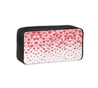 DIEzig Falling Red Hearts Printed Roomy Pencil Organizer, Smooth Zipper Pouch for Pens Markers Highlighters, College Art