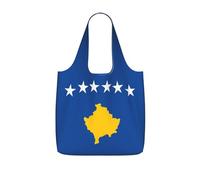 DIEzig Flag of Kosovo Printed Foldable Tote Bag for Shopping, Reusable Grocery Bag, Lightweight Compact Travel Bag