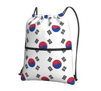 DIEzig Flag of Republic of Korea Print Adjustable Strap Backpack, Collapsible Drawstring Bag with Zipper for Weekend Adventure