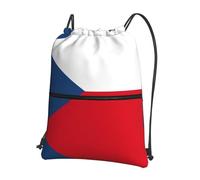DIEzig Flag of the Czech Republic Print Adjustable Strap Backpack, Collapsible Drawstring Bag with Zipper for Weekend Adventure