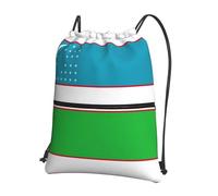 DIEzig Flag of the Republic of Uzbekistan Print Adjustable Strap Backpack, Collapsible Drawstring Bag with Zipper for Weekend Adventure