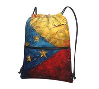 DIEzig Flag of Venezuela Print Adjustable Strap Backpack, Collapsible Drawstring Bag with Zipper for Weekend Adventure