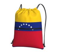 DIEzig Flag of Venezuela Print Adjustable Strap Backpack, Collapsible Drawstring Bag with Zipper for Weekend Adventure