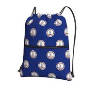 DIEzig Flag of Virginia Print Adjustable Strap Backpack, Collapsible Drawstring Bag with Zipper for Weekend Adventure