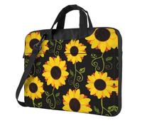 DIEzig Floral Sunflower Print Laptop Bag Oxford Cloth Shoulder Tote Soft Fabric Comfortable Padded Case For Everyday Use