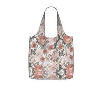 DIEzig Flower Paris Eiffel Tower Printed Foldable Tote Bag for Shopping, Reusable Grocery Bag, Lightweight Compact Travel Bag