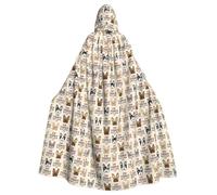 DIEzig French Dog Printing Hooded Cloak,Adult Carnival Party Supplies Halloween Cloak,Ideal For Cosplay Stage Events