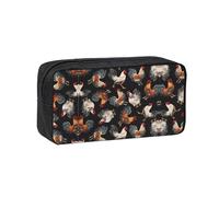 DIEzig French Roosters Printed Roomy Pencil Organizer, Smooth Zipper Pouch for Pens Markers Highlighters, College Art