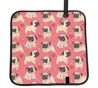 DIEzig Funny Cartoon Pug Puppy Dog Printed Compact Foldable Sitting Pad Oxford Base, Portable Cushion for Fishing Sports Events