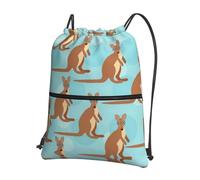 DIEzig Funny for Kangaroo Zoo Print Adjustable Strap Backpack, Collapsible Drawstring Bag with Zipper for Weekend Adventure