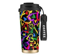 DIEzig Gay Pride Rainbow Coffee Mug Stainless Steel Vacuum Insulated Coffee Tumbler with Flip Lid for Home Office Travel