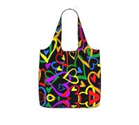 DIEzig Gay Pride Rainbow Printed Foldable Tote Bag for Shopping, Reusable Grocery Bag, Lightweight Compact Travel Bag
