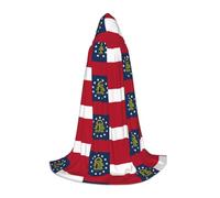 DIEzig Georgia Flag Stage Performance Hooded Cape For Teenagers Gothic Fantasy Medieval Cosplay Costume Long Cape