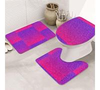 DIEzig Gradient Sequin Sparkle Printing Bathroom Rugs Set, Flannel Non Slip Rug Set For Bathroom Guest Suite, Includes Three Shapes