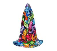 DIEzig Graffiti Drawing Stage Performance Hooded Cape For Teenagers Gothic Fantasy Medieval Cosplay Costume Long Cape