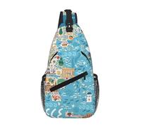 DIEzig Greece Map Printing Cross Chest Bag Diagonally Sling Bag For Men Women Crossbody Shoulder Bag Travel Hiking Daypack