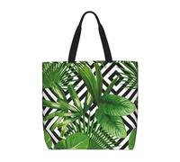 DIEzig Green Leaves Of Palm Tree Tropical Plant 1-Pack Economical 15.7"X19.6" Tote Bags, Lightweight Largereusable Grocery Shopping Cloth Bags
