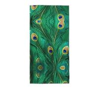 DIEzig Green Peacock Feather Fashion Printed Long Bath Towel For Pool Side Seaside Holiday