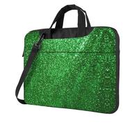 DIEzig Green Sequin Sparkle Print Laptop Bag Oxford Cloth Shoulder Tote Soft Fabric Comfortable Padded Case For Everyday Use