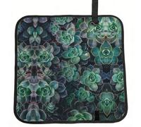 DIEzig Green Succulent Printed Compact Foldable Sitting Pad Oxford Base, Portable Cushion for Fishing Sports Events