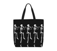 DIEzig Halloween Posable Skeleton Skull 1-Pack Economical 15.7"X19.6" Tote Bags, Lightweight Largereusable Grocery Shopping Cloth Bags