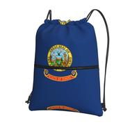 DIEzig Idaho state flag Print Adjustable Strap Backpack, Collapsible Drawstring Bag with Zipper for Weekend Adventure