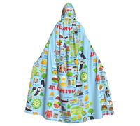 DIEzig Ireland Map With Icons Printing Hooded Cloak,Adult Carnival Party Supplies Halloween Cloak,Ideal For Cosplay Stage Events