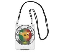 DIEzig Italian Flag And Map Of Sicily Printing Crossbody Phone Case For Adult Wallet Crossbody Shoulder Bag With Detachable Shoulder Strap