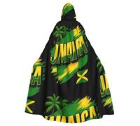 DIEzig Jamaica Flag Map Printing Hooded Cloak,Adult Carnival Party Supplies Halloween Cloak,Ideal For Cosplay Stage Events