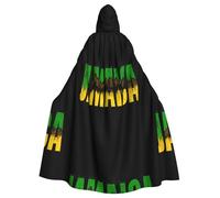 DIEzig Jamaican Script Printing Hooded Cloak,Adult Carnival Party Supplies Halloween Cloak,Ideal For Cosplay Stage Events