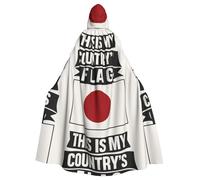 DIEzig Japanese Flag Printing Hooded Cloak,Adult Carnival Party Supplies Halloween Cloak,Ideal For Cosplay Stage Events