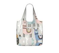 DIEzig Llama Cactus Printed Foldable Tote Bag for Shopping, Reusable Grocery Bag, Lightweight Compact Travel Bag