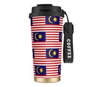 DIEzig Malaysia Flag Coffee Mug Stainless Steel Vacuum Insulated Coffee Tumbler with Flip Lid for Home Office Travel
