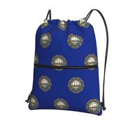 DIEzig New Hampshire state flag Print Adjustable Strap Backpack, Collapsible Drawstring Bag with Zipper for Weekend Adventure